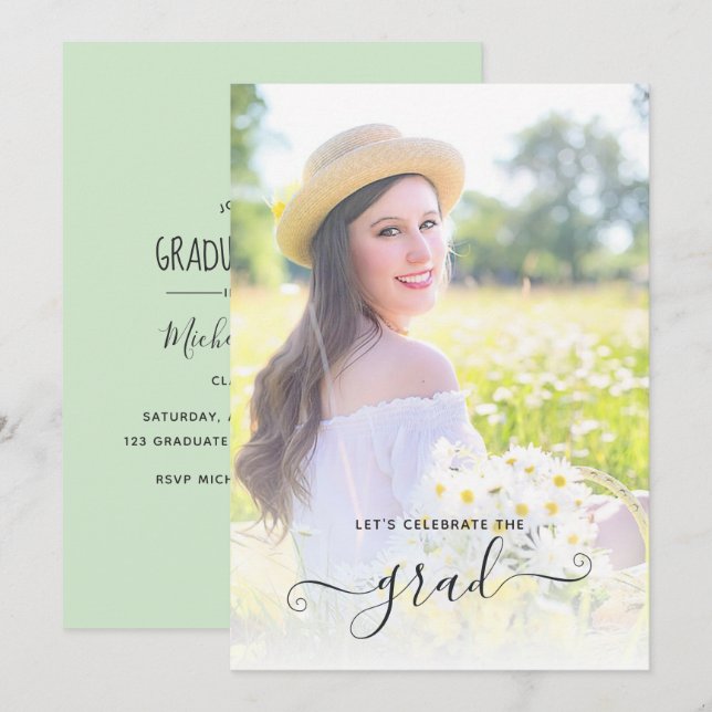 Celebremos la invitación a las fotos para graduado (Anverso / Reverso)