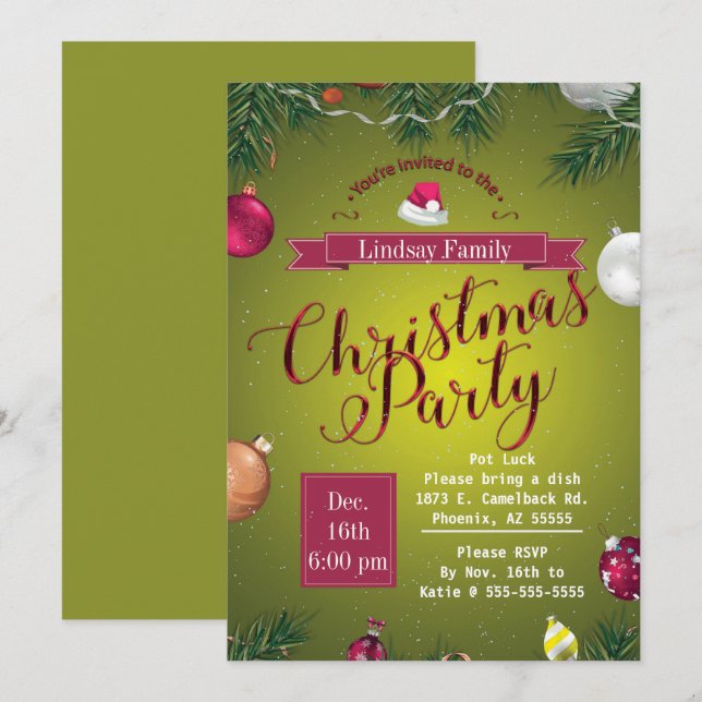 Celebremos la invitación del partido Navidad (Anverso / Reverso)