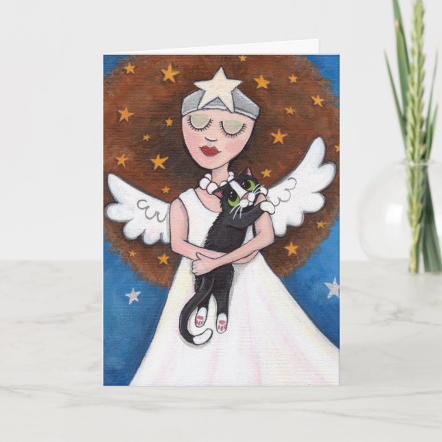 Celeste y su gato - tarjeta de felicitación (Anverso)