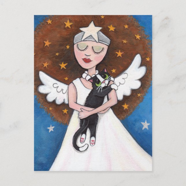 Celeste y su postal de gato (Anverso)