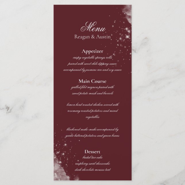 Celestial Burgundy Starlight Menu (Anverso)