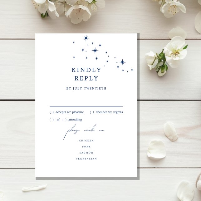 Celestial Elegant Wedding Menu RSVP Response Card (Subido por el creador)