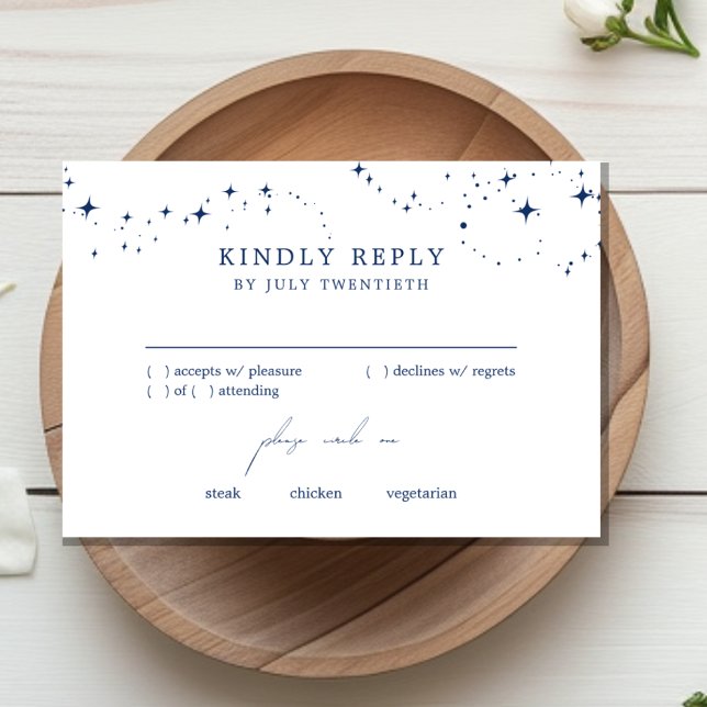 Celestial Elegant Wedding White RSVP Response Card (Subido por el creador)