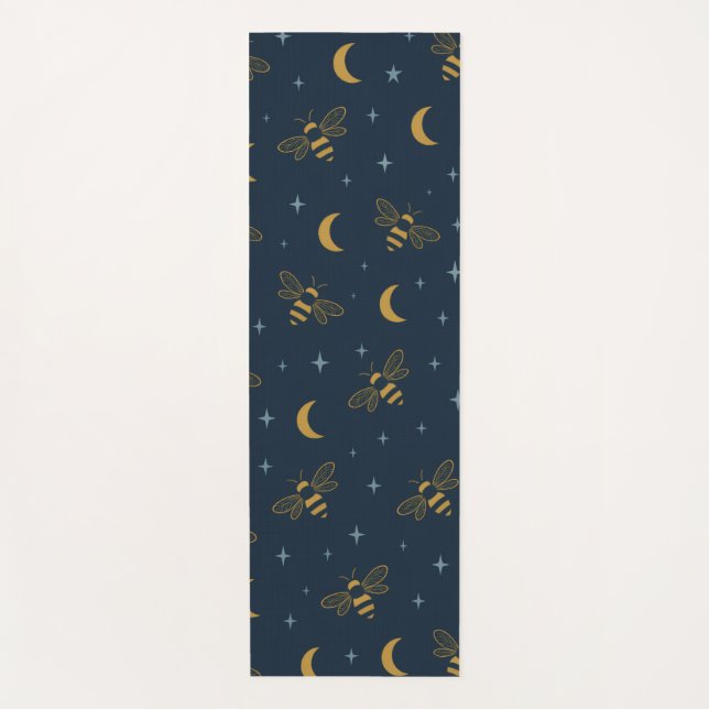 Celestial Honeybee Yoga Mat – Moon & Stars Pattern (Anverso)
