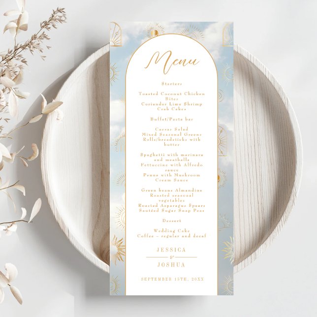 Celestial Sky Blue Nubes Mystical Boho Menú (Subido por el creador)