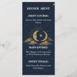 Celestial Starry Night Gold Moon Wedding Menu