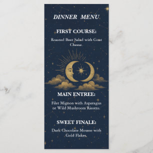 Celestial Starry Night Gold Moon Wedding Menu