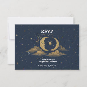 Celestial Starry Night Wedding RSVP Card