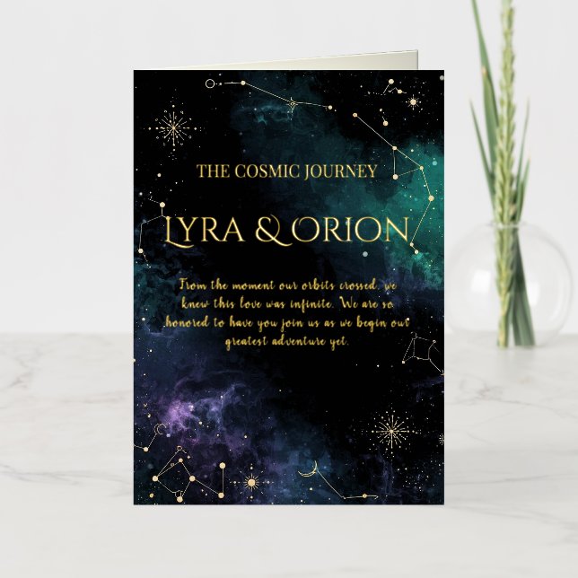 Celestial Stars | Navy/Gold Wedding Enclosure Card (Anverso)