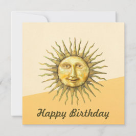 Celestial Sun Face Colorblock Tarjeta de cumpleaño