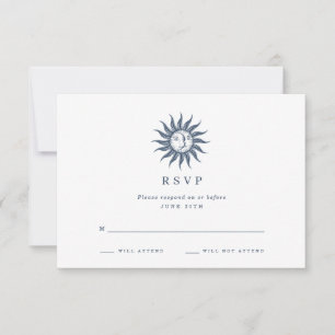 Celestial Sun & Moon Agata Azul RSVP de Boda