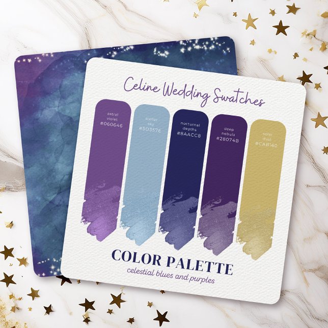 Celine ・ Tarjeta de paleta de color de Boda morado (Whether you're planning a wedding or simply love the colors - this swatch card is a helpful tool.)