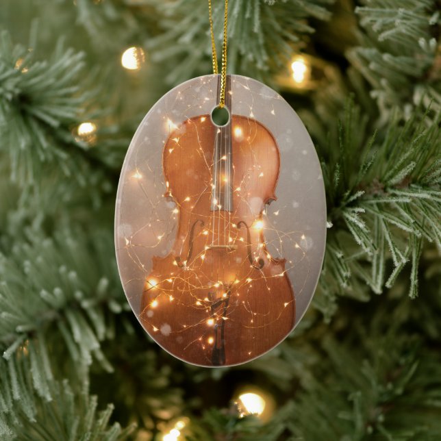 Cello con Navidades alumbran adorno de cerámica (Árbol)