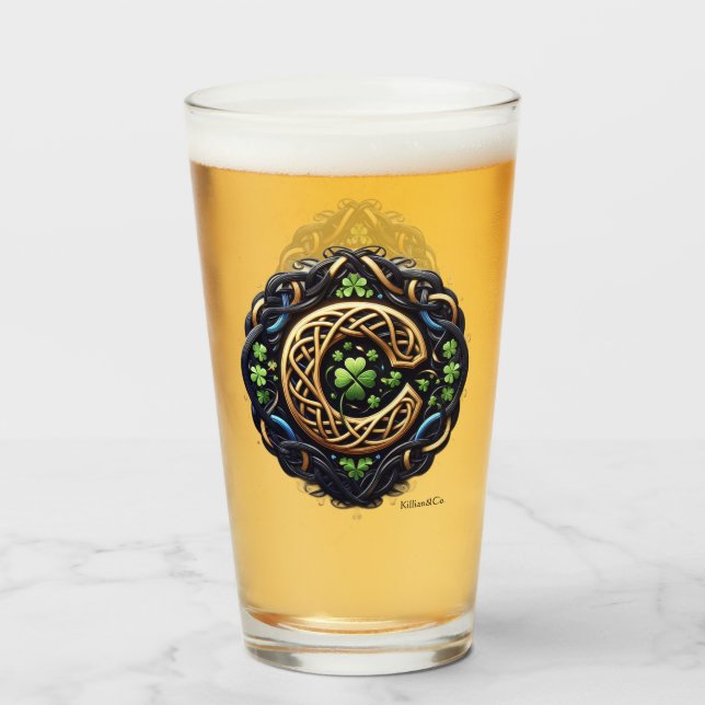 Celtic Monogram Pint Glass (Anverso (lleno))