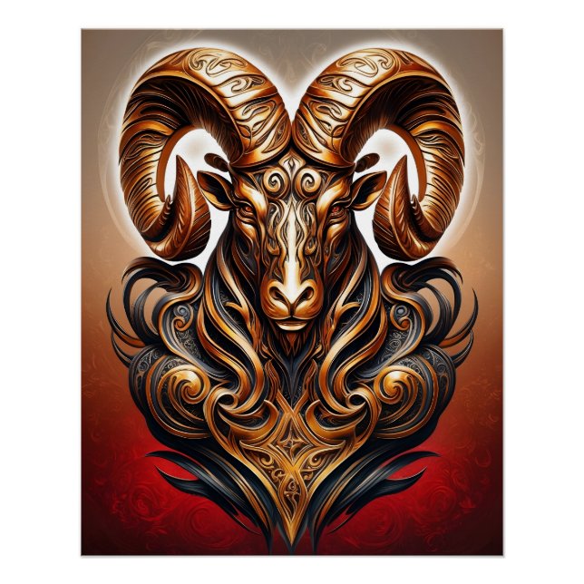 Celtic Tribal Aries Zodiac Art Poster (Anverso)