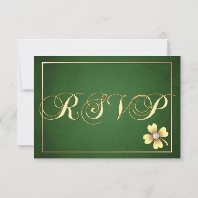 Céltico del Shamrock de oro St Patrick's Day Rsvp (Anverso)