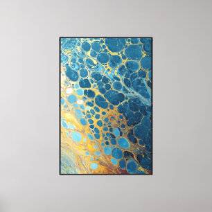 Células doradas: Arte mural abstracto en azul turq