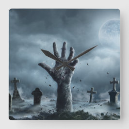Cementerio De Halloween En El Reloj De La Pared De
