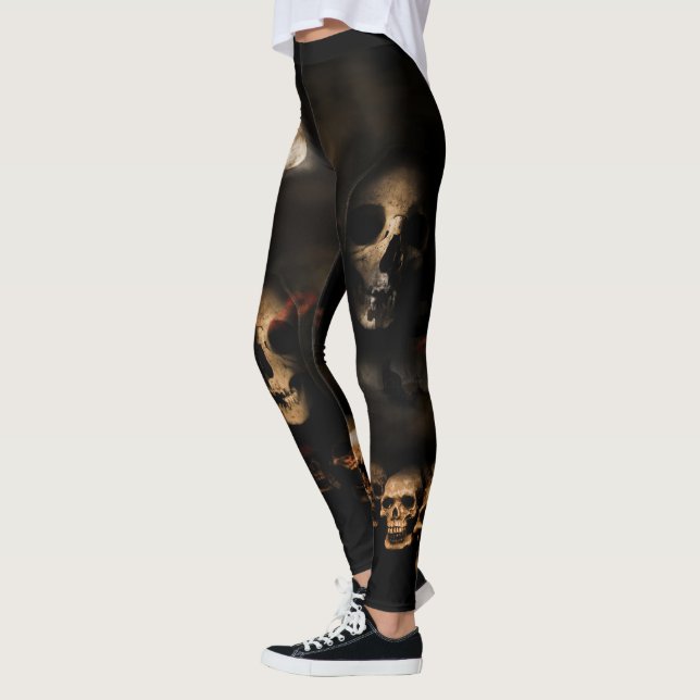 Cementerio Gótico de Halloween Skulls Leggings (Izquierda)