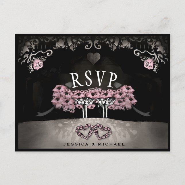 Cementerio Love MENU RSVP Halloween Boda PostCard (Anverso)