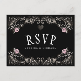 Cemetery Love MENÚ RSVP Halloween Tarjeta de Boda