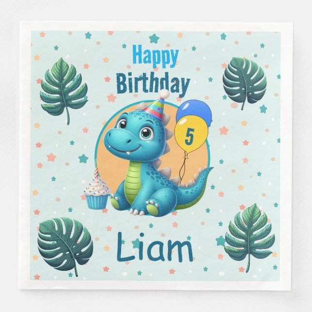 Cena Baby Dino Napkins! Servilleta de papel (Anverso)