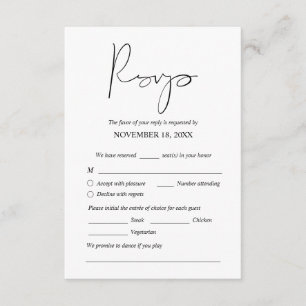 Cena Boda moderna invita a tarjeta adjunta RSVP