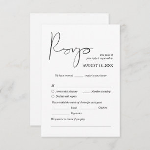 Cena Boda moderna invita a tarjetas cerradas RSVP