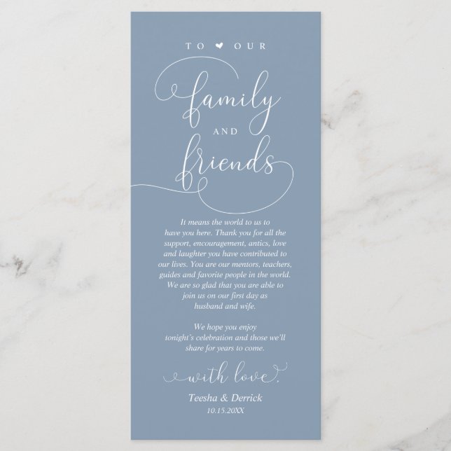 Cena boda, Posición de configuración Tarjeta de ag (Anverso)