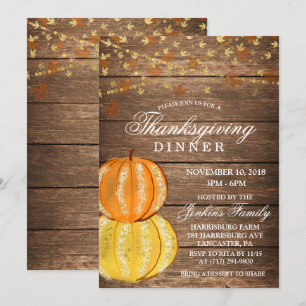 Cena de Acción de Gracias de Otoño Invitación de C