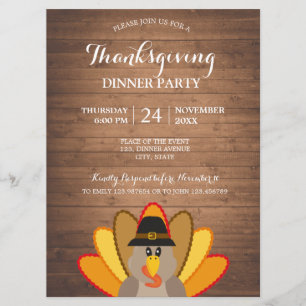 Cena de Acción de Gracias Turquía Tarjeta de invit