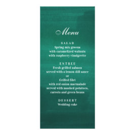 Cena de boda moderna de color verde oscuro. Menú e