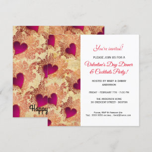 Cena de corazón y cócteles Invitación día de San V