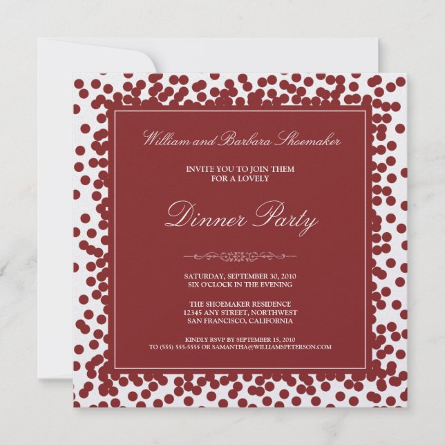 Cena de Cranberry Confetti Invitación a la fiesta (Anverso)