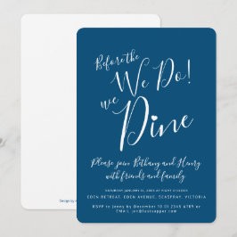 Cena de ensayo blanca azul antes de invitaciones