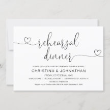 Cena de ensayo boda, invitación a caligrafía moder