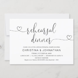 Cena de ensayo boda, invitación a caligrafía moder