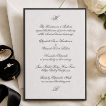 Cena de Ensayo de Boda con Letra Negra Tradicional
