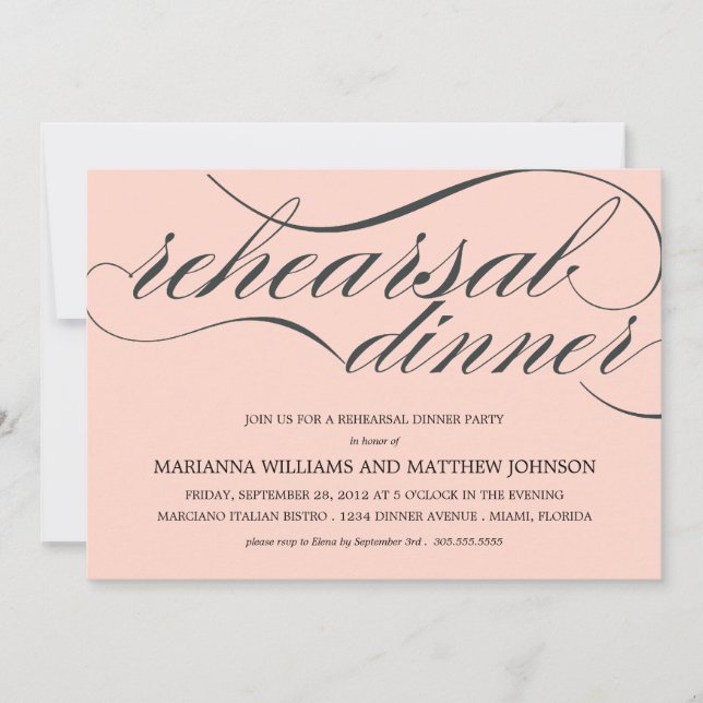 CENA DE ENSAYO DE CLASE ROSA | INVITACIÓN DE FIEST (Anverso)