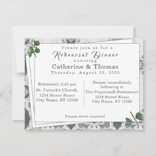 Cena de ensayo de encaje blanco y hojas de Rosa