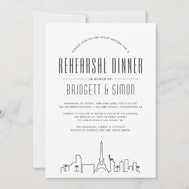 Cena de ensayo de Las Vegas | Invitación a la líne (Anverso)