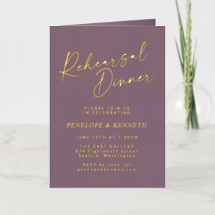 Cena de ensayo de oro púrpura con guión minimalist