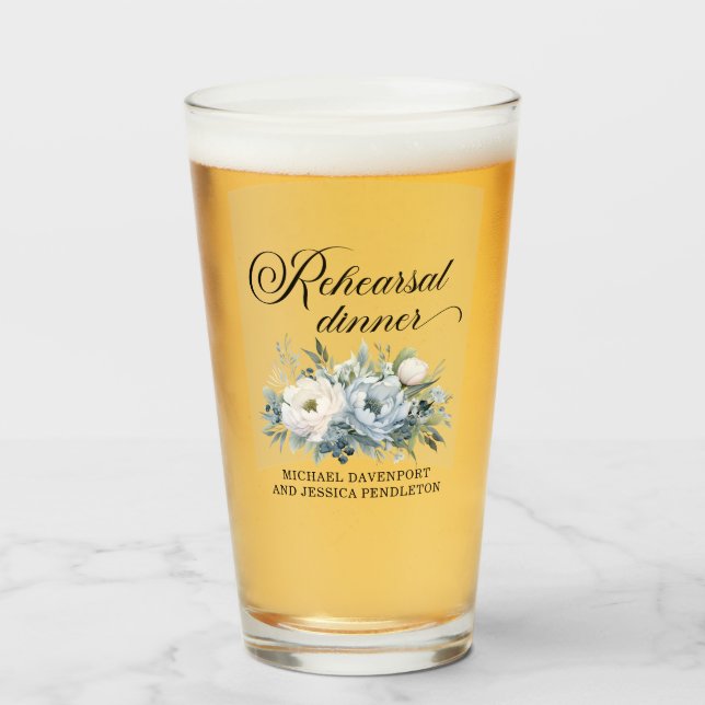 Cena de Ensayo Floral Blanco Azul Polvoriento (Anverso (lleno))