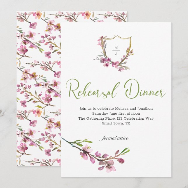 Cena de Ensayo Floral de Flor de Cerezo Rosa (Anverso / Reverso)