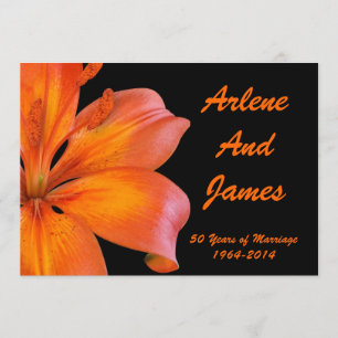 Cena de invitación al 50 aniversario con lirio en