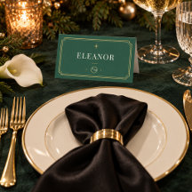 Cena de Navidad de etiqueta en color verde esmeral