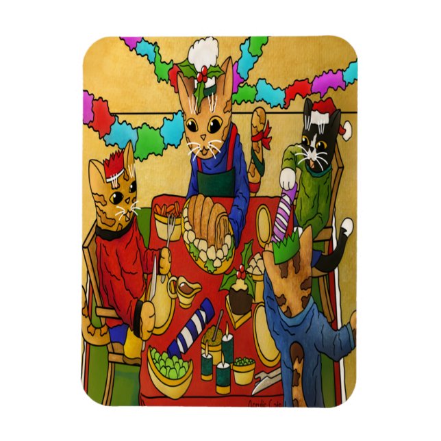 Cena de Navidades británicos en el imán (Vertical)