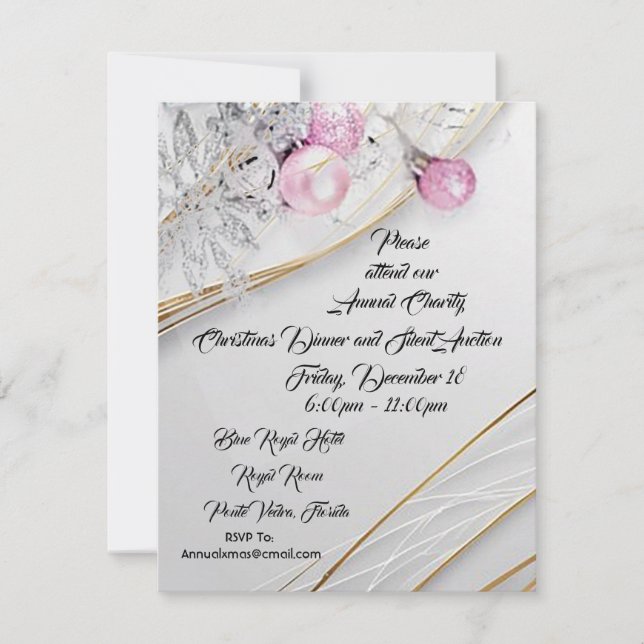 Cena de navidades e invitación a subasta silencios (Anverso)