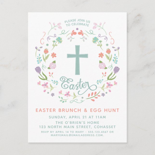 Cena de Pascua, Brunch, Tarjeta postal con Cruz (Anverso)
