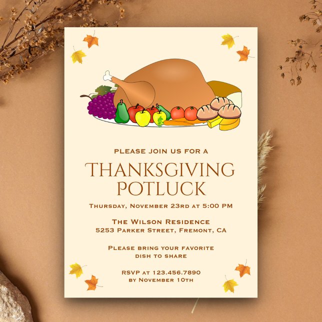 Cena de Pavo | Invitación a Potluck de Acción de G (Subido por el creador)